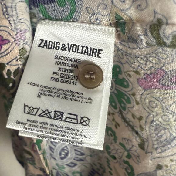 Zadig & Voltaire Karolina Ruffled Paisley Short Sleeve Midi Dress Size Small - Picture 11 of 11